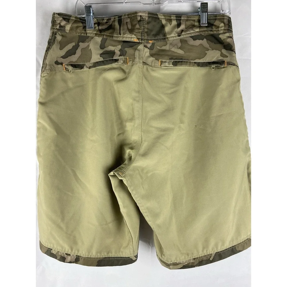 The North Face Men's Board Shorts 34 Green Camo Camouflage Sides Beach Swim**